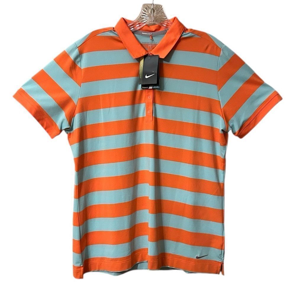 NEW Nike Golf Tour Performance Orange and Light Blue Polo